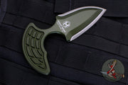 Heretic Sleight Double Edge Fixed Blade - Green Aluminum With Battleworn Plain Edge H050-5A-GRN