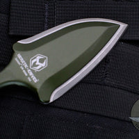 Heretic Sleight Double Edge Fixed Blade - Green Aluminum With Battleworn Plain Edge H050-5A-GRN
