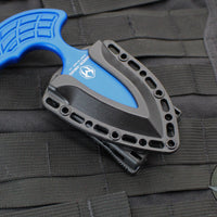 Heretic Sleight Double Edge Fixed Blade - Blue Aluminum With Black Plain Edge H050-6A-BLU