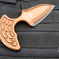 Heretic Sleight Double Edge Fixed Blade - Bronze Aluminum With Black Plain Edge H050-6A-BRZ