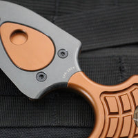 Heretic Sleight Double Edge Fixed Blade - Bronze Aluminum With Black Plain Edge H050-6A-BRZ