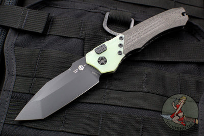 Heretic Wraith OTS Auto Tanto Edge Carbon Fiber Handles Jade G-10 Bolster Black Blade H100-4A-JADE