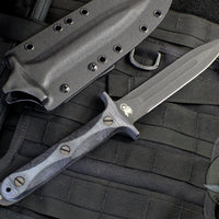 Hinderer Knives EK Dagger Fixed Blade- 01 Tool Steel- Parkerized Black with Black Micarta Handles