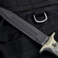 Hinderer Knives EK Dagger Fixed Blade- 01 Tool Steel- Parkerized Black with OD Green Micarta Handles