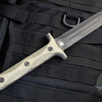 Hinderer Knives EK Dagger Fixed Blade- 3V- DLC Black with OD Green Micarta Handles