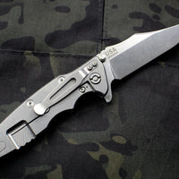 Hinderer Eklipse 3.5" Bowie Blade Blue/Black G-10 Stonewash Finished Ti and Blade Tri-Way Pivot System