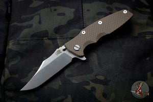 Hinderer Eklipse 3.5" Bowie Blade FDE G-10 Stonewash Bronze Finished Ti and Stonewash Blade Tri-Way Pivot System