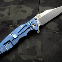 Hinderer Eklipse 3.5" Bowie Blade Red G-10 Stonewash Blue Finished Ti and Stonewash Blade Tri-Way Pivot System