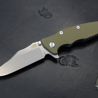 Hinderer Eklipse 3.5" Bowie Blade- Battle Blue Ti and OD Green G-10- Stonewash Blade