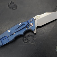 Hinderer Eklipse 3.5" Bowie Blade- Battle Blue Ti and OD Green G-10- Stonewash Blade