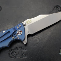 Hinderer Eklipse 3.5" Bowie Blade- Battle Blue Ti and OD Green G-10- Stonewash Blade