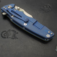 Hinderer Eklipse 3.5" Bowie Blade- Battle Blue Ti and OD Green G-10- Stonewash Blade