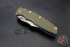 Hinderer Eklipse 3.5" Bowie Blade- Battle Blue Ti and OD Green G-10- Stonewash Blade