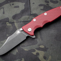 Hinderer Eklipse 3.5"- Bowie Blade- Battle Black Titanium And Red G-10 Handle- Battle Black Blade