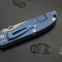 Hinderer Firetac Folding Knife- Spanto Edge- Battle Blue Handle And Working Finish Blade- Black G-10