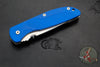 Hinderer Firetac Folding Knife- Spanto Edge- Stonewash Ti and Blade- Blue G-10