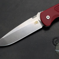 Hinderer Firetac Folding Knife- Spanto Edge- Stonewash Ti and Blade- Red G-10