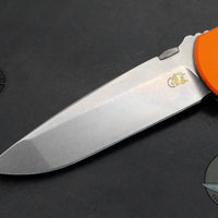 Hinderer Firetac Folding Knife- Spanto Edge- Stonewash Bronze Ti and Stonewash Blade- Orange G-10