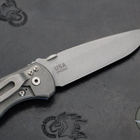 Hinderer Firetac Folding Knife- Spanto Edge- Working Finish Ti and Blade- Blue/Black G-10