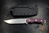 Hinderer Knives FieldTac Fixed Blade-Harpoon Spearpoint- Stonewash with Burgundy Micarta Handles