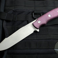 Hinderer Knives FieldTac Fixed Blade-Harpoon Spearpoint- Working Finish with Burgundy Micarta Handles
