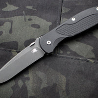Hinderer Firetac Recurve Edge 3.6" Folding Knife Black G-10 with Battle Black Ti Lock Side and Battle Blade