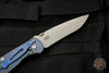 Hinderer Firetac Recurve Edge 3.6" Folding Knife Black G-10 with Battle Blue Ti Lock Side and Working Finish Blade