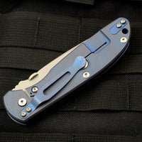 Hinderer Firetac Recurve Edge 3.6" Folding Knife Blue G-10 with Battle Blue Ti Lock Side and Working Finish Blade