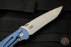 Hinderer Firetac Recurve Edge 3.6" Folding Knife Coyote G-10 with Battle Blue Ti Lock Side and Working Finish Blade