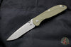 Hinderer Firetac Recurve Edge 3.6" Folding Knife OD Green G-10 with Battle Blue Ti Lock Side and Working Finish Blade