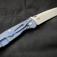 Hinderer Firetac Recurve Edge 3.6" Folding Knife OD Green G-10 with Battle Blue Ti Lock Side and Working Finish Blade