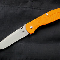 Hinderer Firetac Recurve Edge 3.6" Folding Knife Orange G-10 with Battle Blue Ti Lock Side and Working Finish Blade