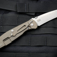 Hinderer Firetac Recurve Edge 3.6" Folding Knife Black G-10 with Battle Bronze Ti Lock Side and Working Finish Blade