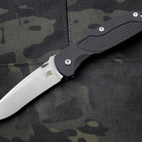 Hinderer Firetac Recurve Edge 3.6" Folding Knife Black G-10 with Stonewash Blue Ti Lock Side and SW Blade