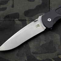 Hinderer Firetac Recurve Edge 3.6" Folding Knife Black G-10 with Stonewash Blue Ti Lock Side and SW Blade