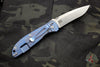 Hinderer Firetac Recurve Edge 3.6" Folding Knife Black G-10 with Stonewash Blue Ti Lock Side and SW Blade