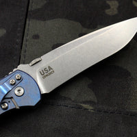 Hinderer Firetac Recurve Edge 3.6" Folding Knife Black G-10 with Stonewash Blue Ti Lock Side and SW Blade