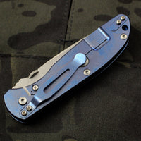 Hinderer Firetac Recurve Edge 3.6" Folding Knife Black G-10 with Stonewash Blue Ti Lock Side and SW Blade