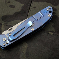 Hinderer Firetac Recurve Edge 3.6" Folding Knife Blue G-10 with Stonewash Blue Ti Lock Side and SW Blade