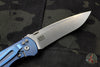 Hinderer Firetac Recurve Edge 3.6" Folding Knife Orange G-10 with Stonewash Blue Ti Lock Side and SW Blade