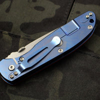 Hinderer Firetac Recurve Edge 3.6" Folding Knife Orange G-10 with Stonewash Blue Ti Lock Side and SW Blade