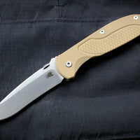 Hinderer Firetac Recurve Edge 3.6" Folding Knife Coyote G-10 with Stonewash Ti Lock Side and Blade