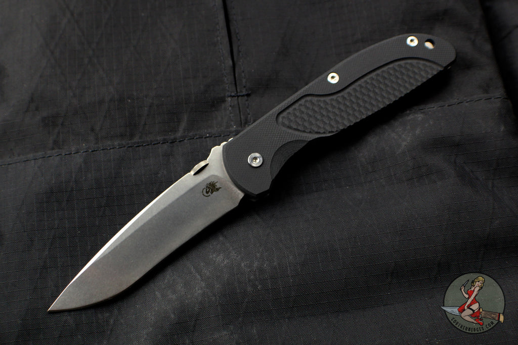 Hinderer Firetac Recurve Edge 3.6" Folding Knife Black G-10 with Stonewash Ti Lock Side and Blade