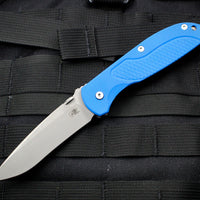 Hinderer Firetac Recurve Edge 3.6" Folding Knife Blue G-10 with Working Finish Ti Lock Side and Blade