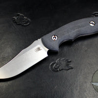 Hinderer Knives The Emmett Fixed Blade Stonewash with Black Micarta Scales