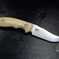 Hinderer Knives The Emmett Fixed Blade Stonewash with Natural Micarta Scales