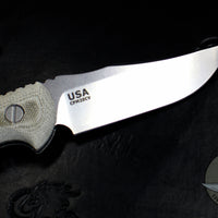 Hinderer Knives The Emmett Fixed Blade Stonewash with OD Green Micarta Scales