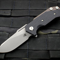 Hinderer Halftrack Black G-10/Battle Bronze Titanium Handle Working Finish Slicer Blade Gen 6 Tri-Way Pivot System