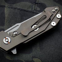 Hinderer Halftrack Orange & Black G-10/Battle Bronze Titanium Handle Working Finish Slicer Blade Gen 6 Tri-Way Pivot System