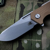 Hinderer Halftrack Coyote G-10/Titanium Handle Stonewash Slicer Blade Gen 6 Tri-Way Pivot System